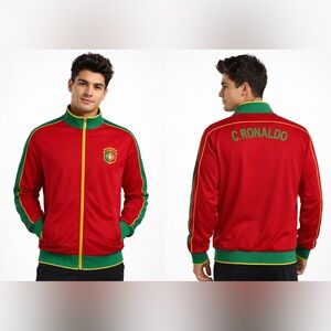 Vintage Cristiano Ronaldo Portugal Zip Up Track Jacket Red Green XXL Fits XL